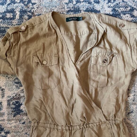 Lauren Ralph Lauren Womens Alpasia Linen Utility Jumpsuit - Picture 4 of 8